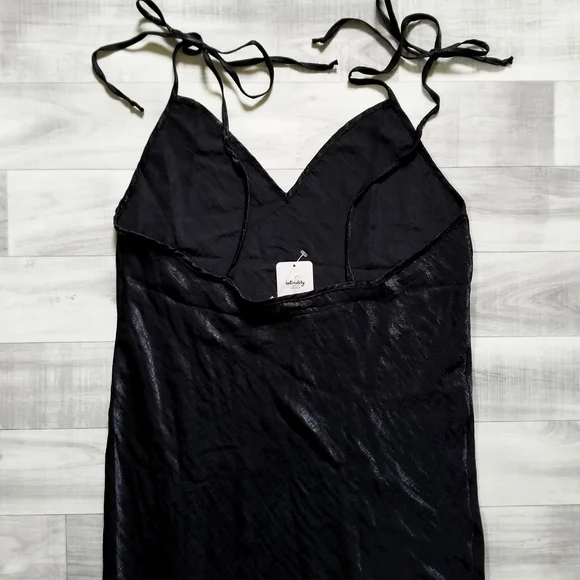 NWT Free People Tie Strap Slip Dress in Black - Picture 5 of 14